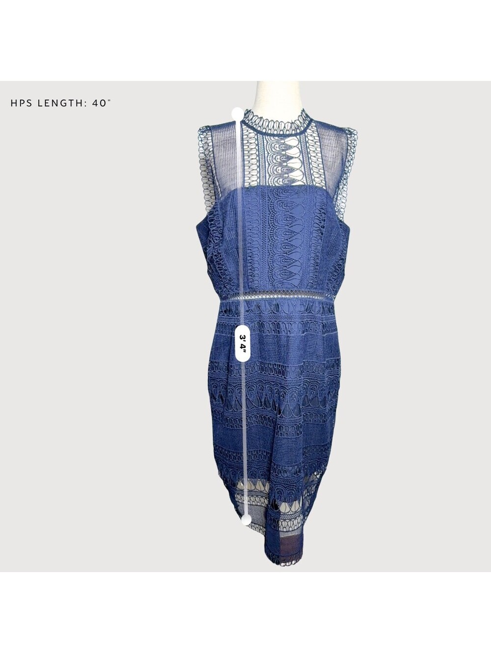 Bardot NWT Mariana Lace Bodycon Midi Dress Navy US 12 - Picture 5 of 9